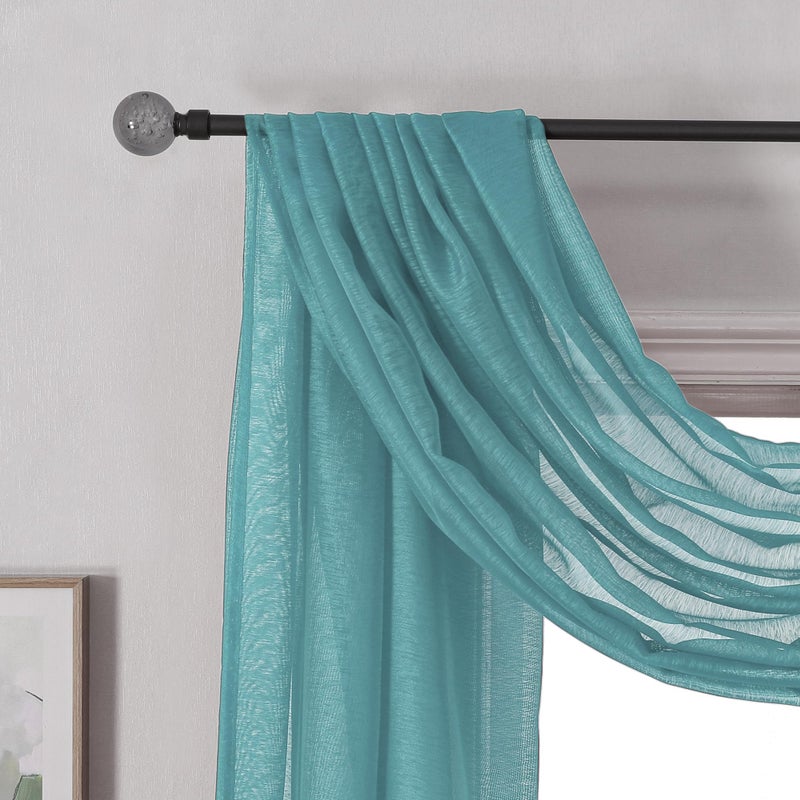 DONREN Luxury Soft Sheer Curtains Scarf for Windows - Semi Voile Window Scarf Valance,52 Inches Wide by 144 Inches Long (1 Panel,Teal) - Image 5